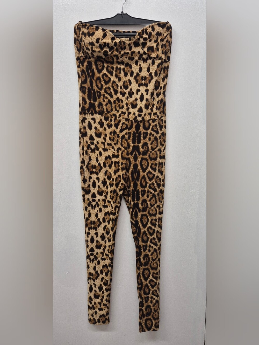 🌼5/$20 Leopard Print Strapless Jumpsuit - Tan and Black